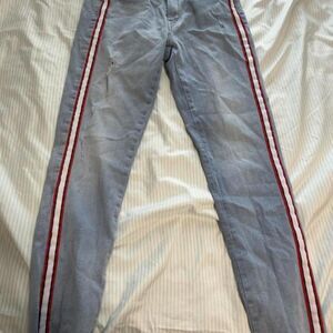 Zara blue jeans with red and white stripes, Size: 8 #denim #stripedjeans